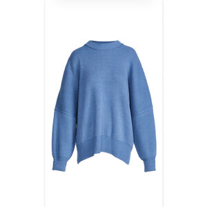 Women's Free People Blue Ribbed Crew Neck Sweater M